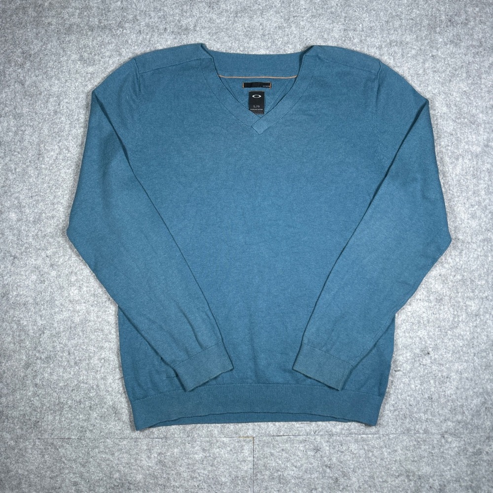 Oakley Sweater Mens Large Blue Icon‎ Urban Utility V-Neck Pullover Gorpcore Y2K